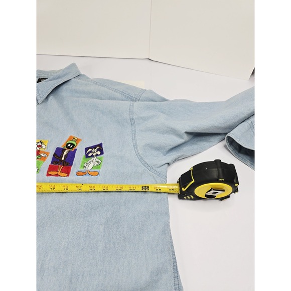 Vintage Looney Tunes‎ Shirt Mens 2XL Denim Warner Bros Bugs Daffy Cartoon 90s - Picture 8 of 12